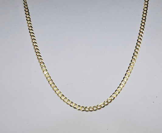 9CT YELLOW GOLD IMPORTED 55CM FLAT CURB CHAIN