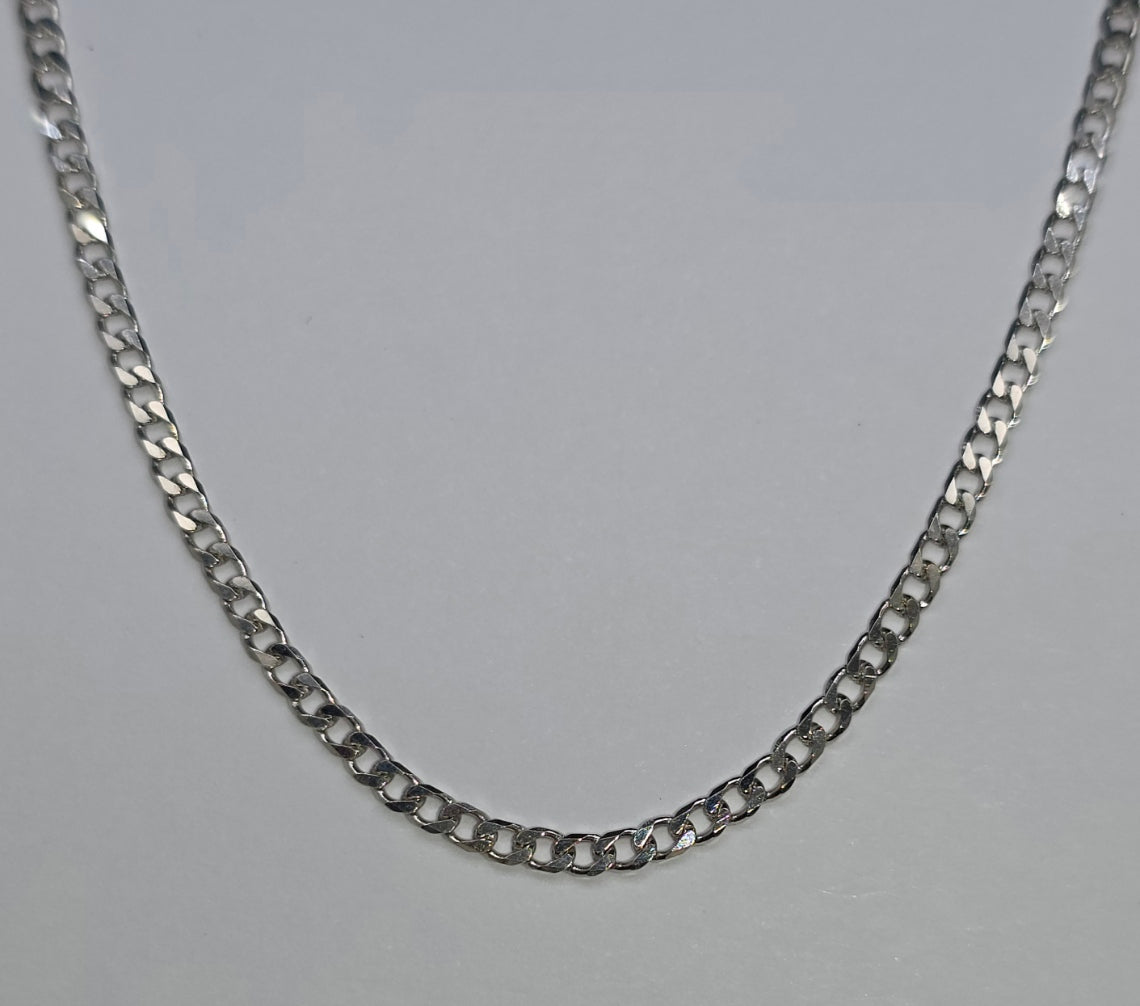 18CT WHITE GOLD IMPORTED 55CM CURB CHAIN