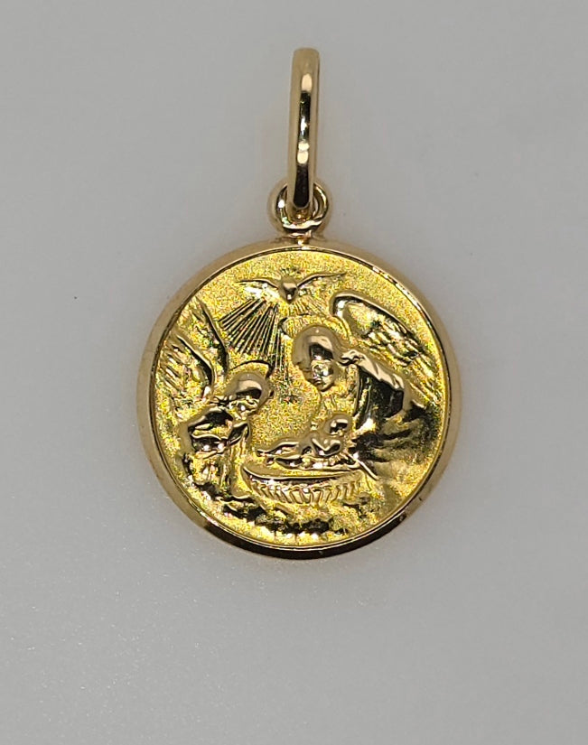 18CT YELLOW GOLD ITALIAN IMPORTED 16MM BAPTISM CHARM 1.8GRAM