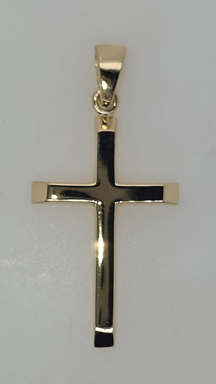 18CT YELLOW GOLD SOLID 30MM X 18.5MM POLISHED PLAIN CROSS.