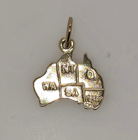 9CT YELLOW GOLD SOLID 1.38GRAM 14MM X 15MM AUSTRALIA PENDANT.