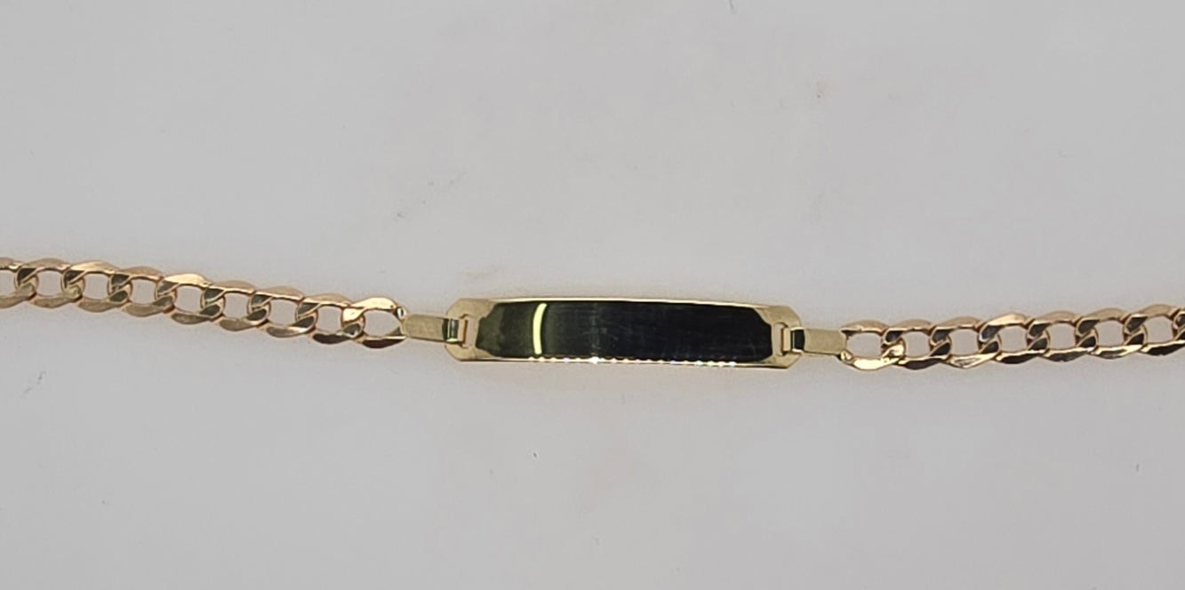 9CT YELLOW GOLD 16CM ID CURB BRACELET 2.6GRAMS