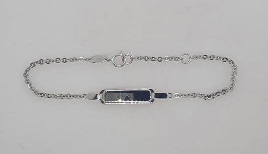 9CT WHITE GOLD IMPORTED 16CM ID TRACE BRACELET 1.4GRAMS