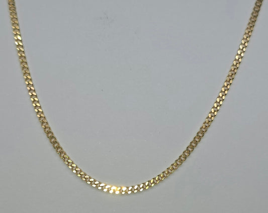 9CT YELLOW GOLD ITALIAN SOLID 42CM X 1.4MM DIAMOND CUT CURB CHAIN.