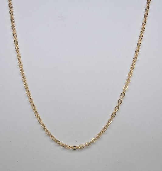 9CT YELLOW GOLD ITALIAN SOILD 50CM DIAMOND CUT OVAL LINK CHAIN.