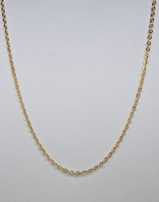 9CT YELLOW GOLD ITALIAN 50CM X 1.3MM WIDE SOILD OVAL LINK CHAIN 2.04GRAMS