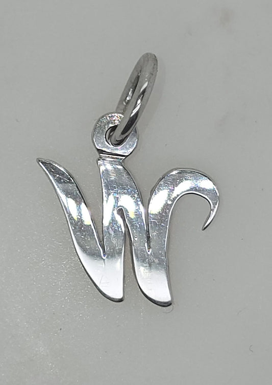 9CT WHITE GOLD SOLID 16MM INIITIAL W PENDANT.