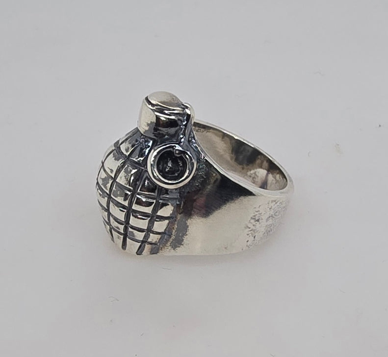 STERLING SILVER 24MM GRENADE RING 20.11GRAMS FINGER SIZE W