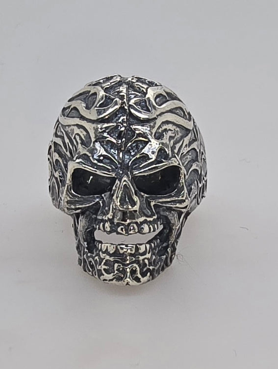 STERLING SILVER 30MM SKULL RING 21.5GRAMS FINGER SIZE W