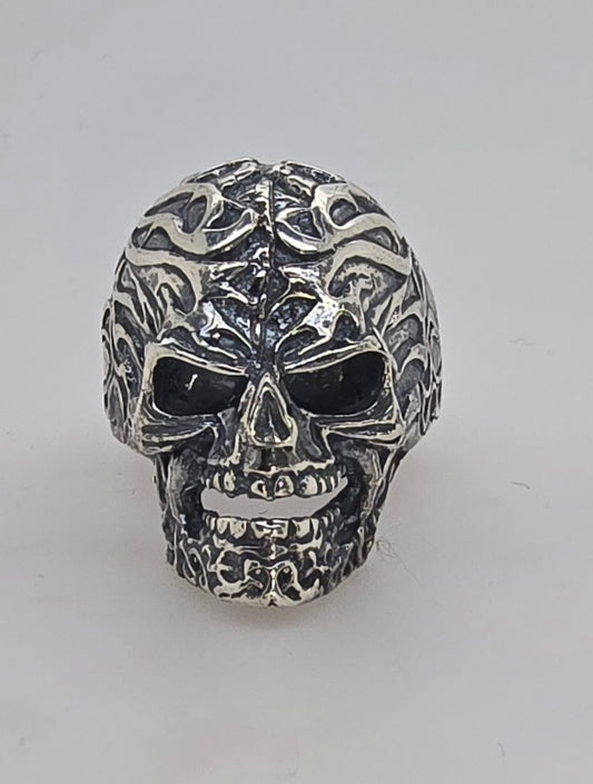 STERLING SILVER 30MM SKULL RING 21.5GRAMS FINGER SIZE W
