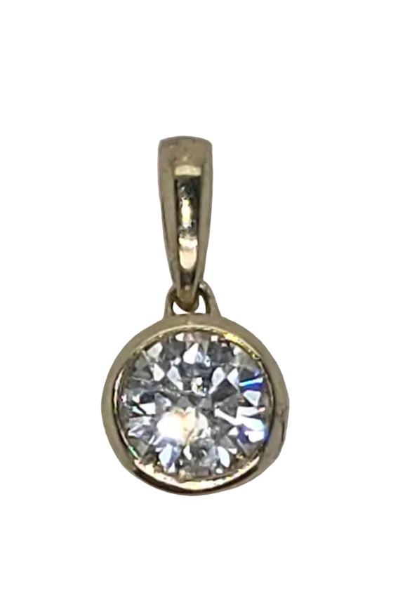 9CT YELLOW GOLD BEZEL SET DIAMOND SOLITAIRE PENDANT 0.50CT