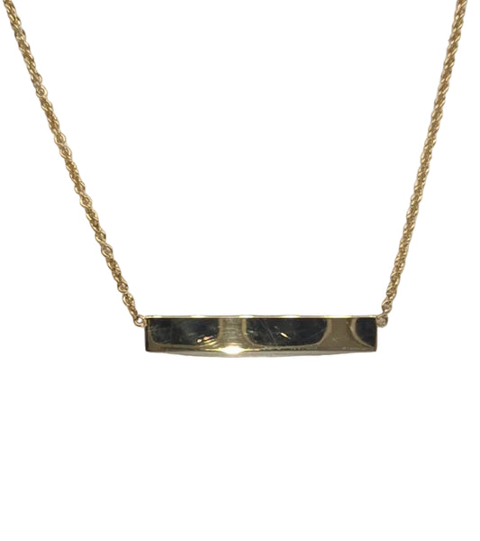9CT YELLOW GOLD SOLID 20MM X 3MM HORIZONTAL BAR 14-43CM NECKLACE.