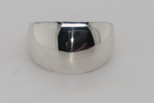 STERLING SILVER SOLID 12.5MM DOME RING.