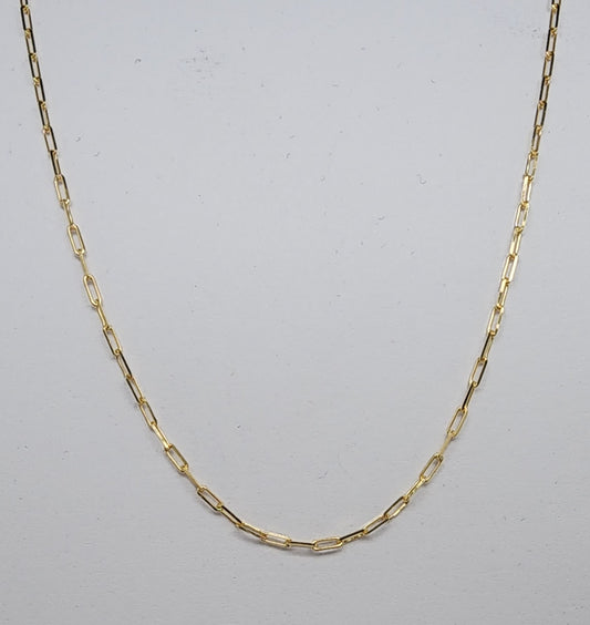9CT YELLOW GOLD IMPORTED 42CM 2.4 X 1.1MM 1.05GRAM PAPERCLIP CHAIN.