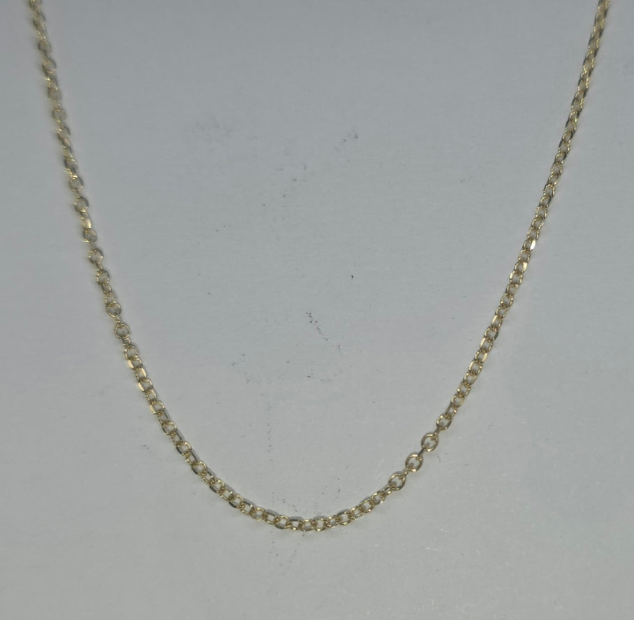 9CT YELLOW GOLD IMPORTED .9MM DIAMOND CUT CABLE 45CM CHAIN.