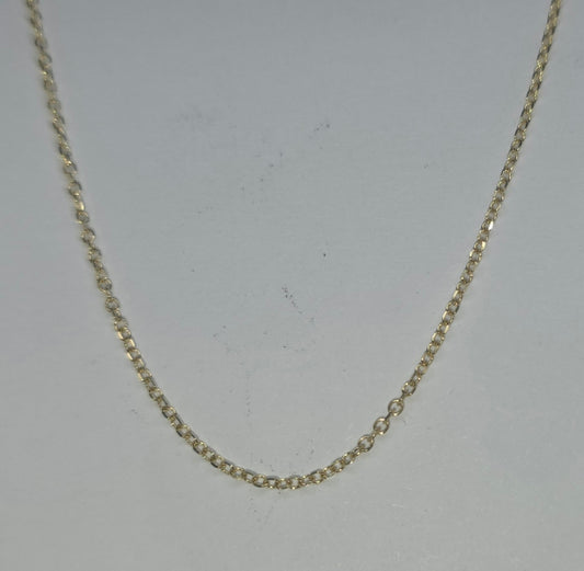 9CT YELLOW GOLD IMPORTED .9MM DIAMOND CUT CABLE 45CM CHAIN.