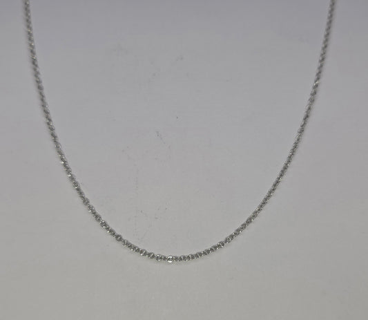 18CT WHITE GOLD IMPORTED .9MM DIAMOND CUT CABLE 45CM 1.29GRAM CHAIN.
