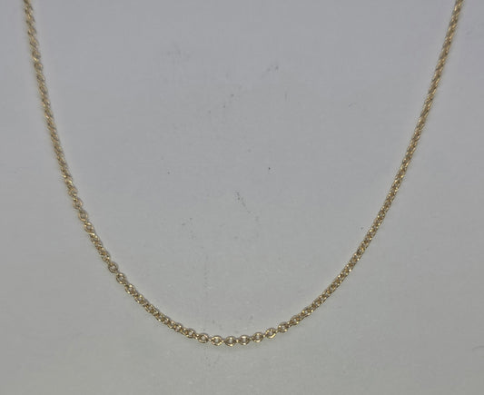 18CT YELLOW GOLD IMPORTED .9MM DIAMOND CUT CABLE 45CM 1.25GRAM CHAIN.