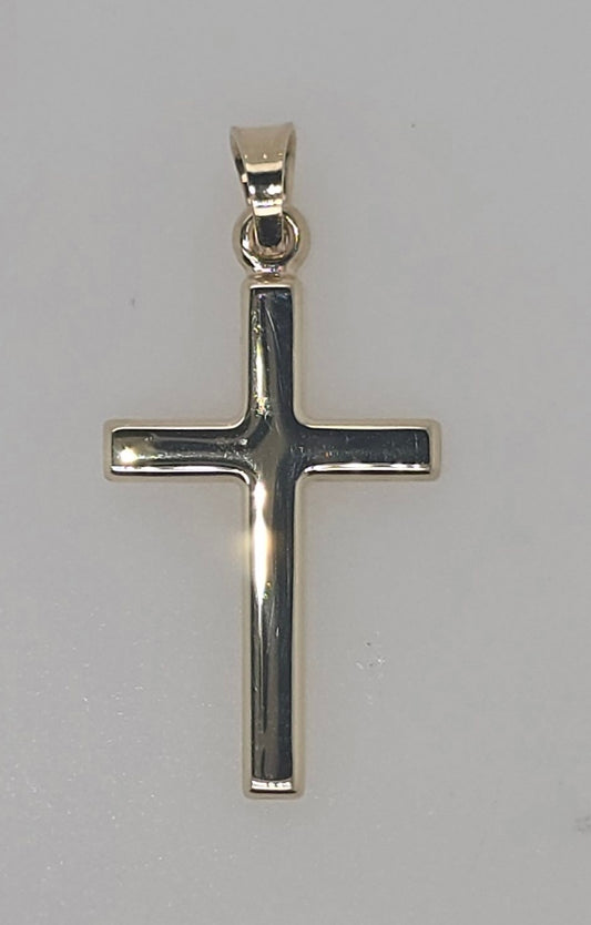 9CT YELLOW GOLD POLISHED 20MM X 12MM PLAIN CROSS PENDANT.