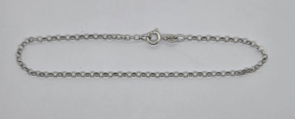 9CT WHITE GOLD ITALIAN ROUND BELCHER 20CM X 2.2MM WIDE BRACELET 1.13GRAMS.