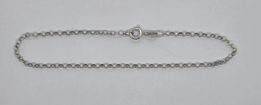 9CT WHITE GOLD ITALIAN ROUND BELCHER 20CM X 2.2MM WIDE BRACELET 1.13GRAMS.
