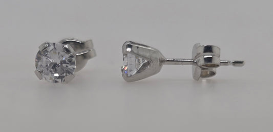 9CT WHITE GOLD 4.5MM ROUND CUBIC ZIRCONIA STUD EARRINGS