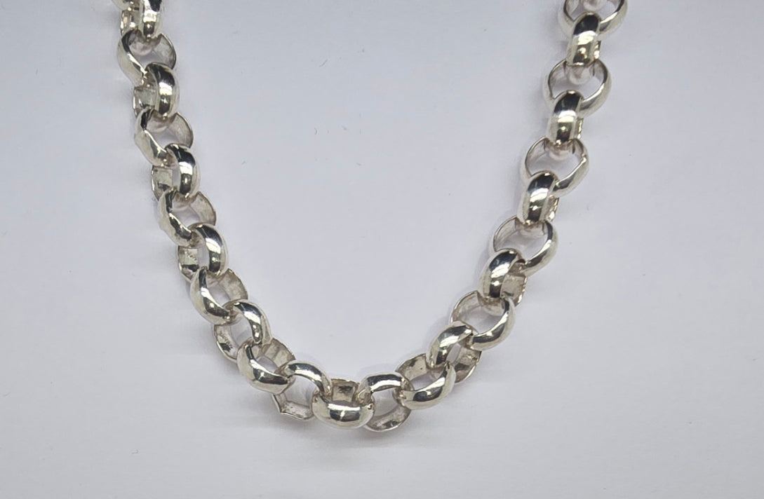 STERLING SILVER 45CM X 6.9MM SOLID BELCHER LINK CHAIN 35GRAMS