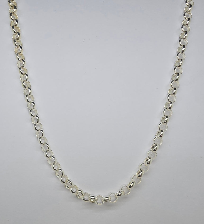 STERLING SILVER 50CM X 3.5MM X 1.4MM BELCHER CHAIN 9.7GRAMS.