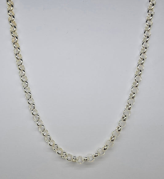 STERLING SILVER 50CM X 3.5MM X 1.4MM BELCHER CHAIN 9.7GRAMS.