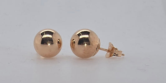 9CT ROSE GOLD 8MM BALL STUD EARRINGS