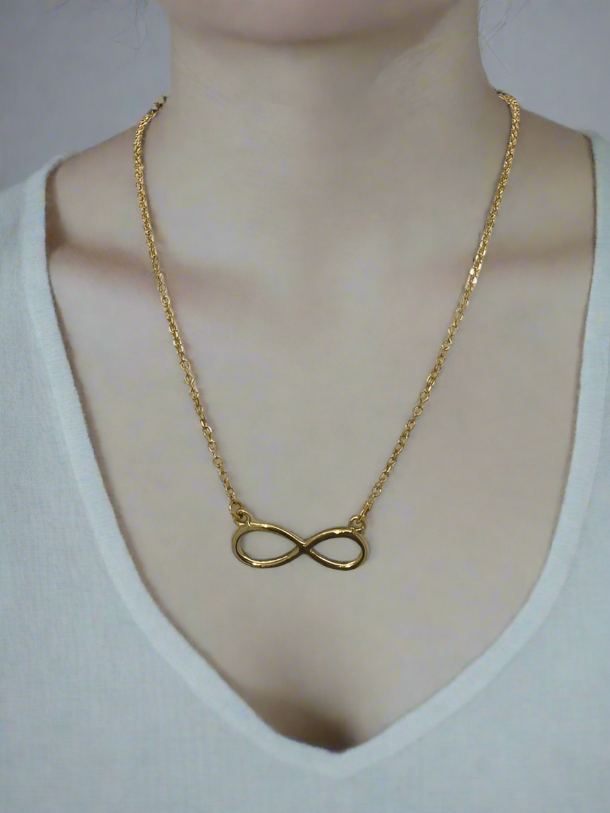 9CT YELLOW GOLD IMPORTED TRACE CHAIN WITH INFINITY NECKLACE