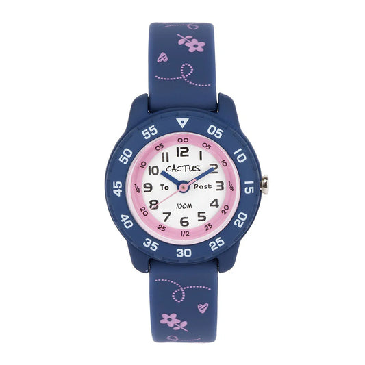 CACTUS TIME TEACHER WATCH 27MM BLUE AND PINK CASE WITH SILICON BAND.