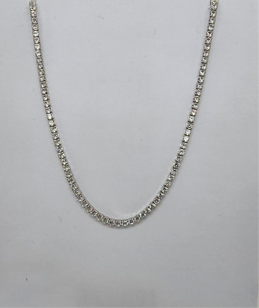 STERLING SILVER CUBIC ZIRCONIA TENNIS NECKLACE.