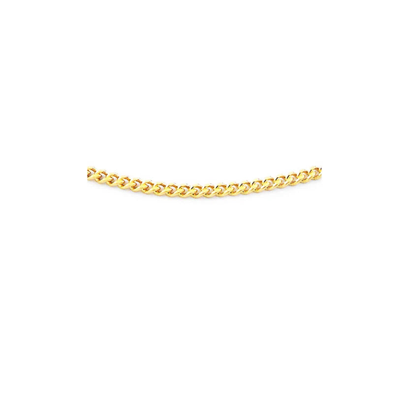 9CT YELLOW GOLD ITALIAN SOLID 45CM X 1MM CURB CHAIN.
