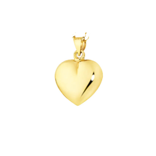 9CT YELLOW GOLD 12MM PUFFY HEART PENDANT
