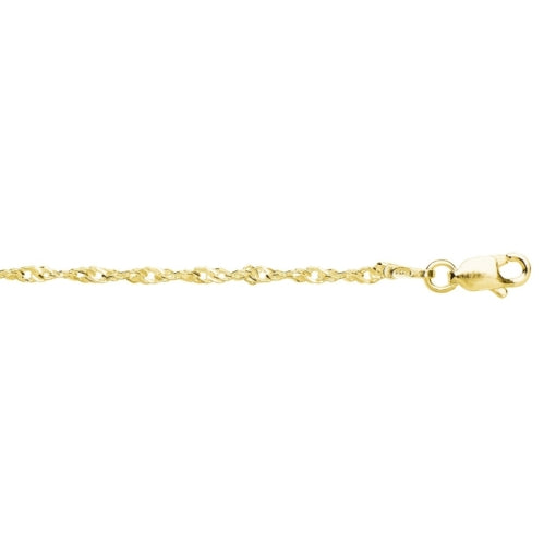 STERLING SILVER GOLD PLATRED SINGAPORE TWIST 24CM ANKLET