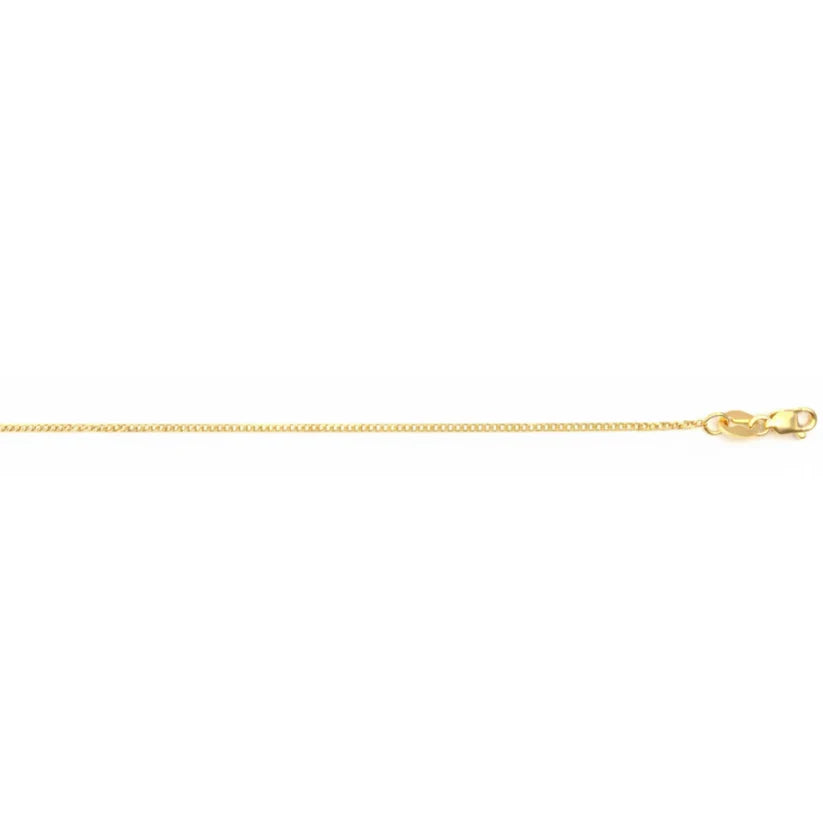 9CT YELLOW GOLD ITALIAN 55CM X 1MM DIAMOND CUT CURB CHAIN.