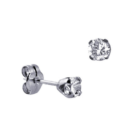 9CT WHITE GOLD 4 CLAW SET 4.5MM ROUND CUBIC ZIRCONIA STUD EARRINGS