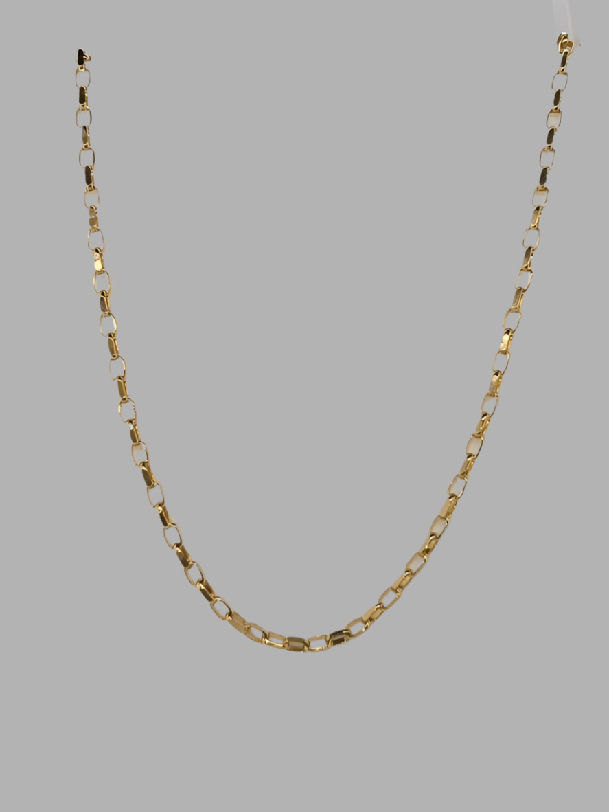 9CT YELLOW GOLD 45CM DIAMOND CUT OVAL BELCHER CHAIN 4.GRAMS.