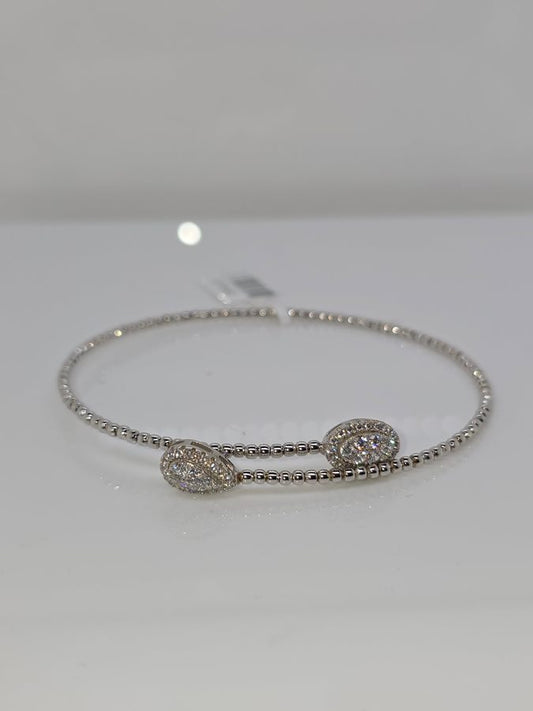 STERLING SILVER FLEXIBLE BANGLE CUBIC ZIRCONIA ENDS