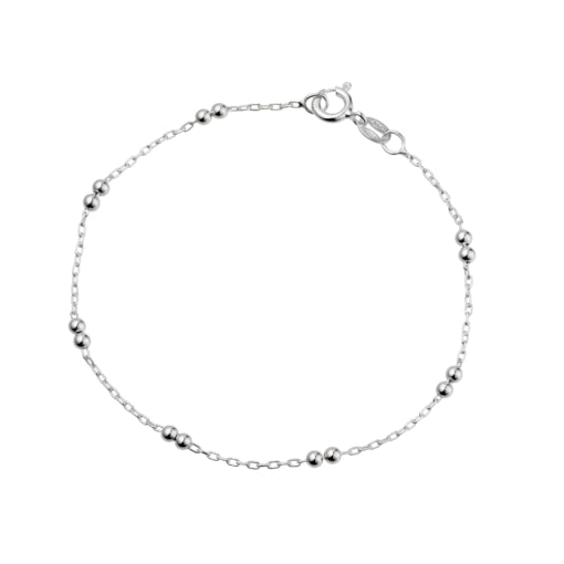 STERLING SILVER 18CM CABLE CHAIN AND BALL BRACELET.