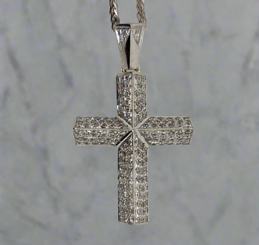 18CT WHITE GOLD DIAMOND CROSS