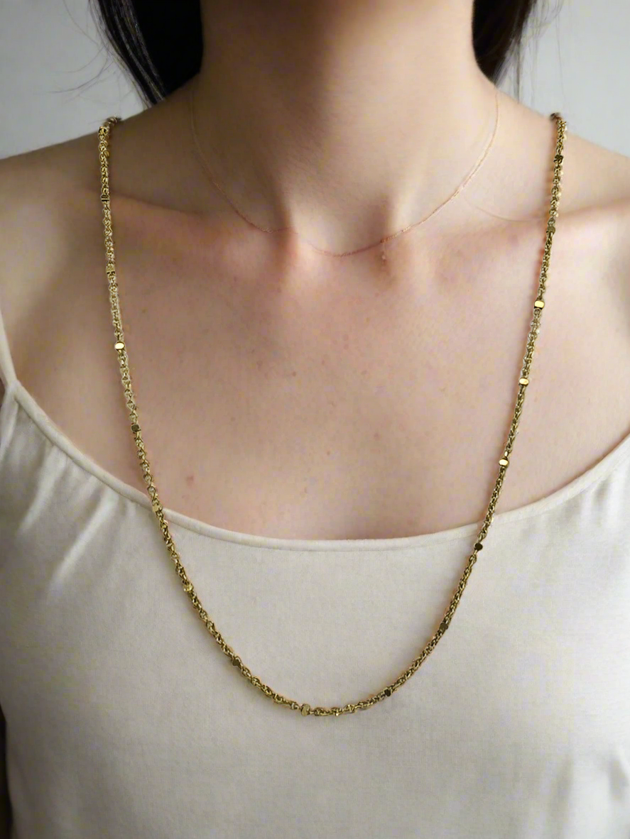 9CT YELLLOW GOLD 45CM CABLE AND SQUARE BALL CHAIN 1.8GRAMS