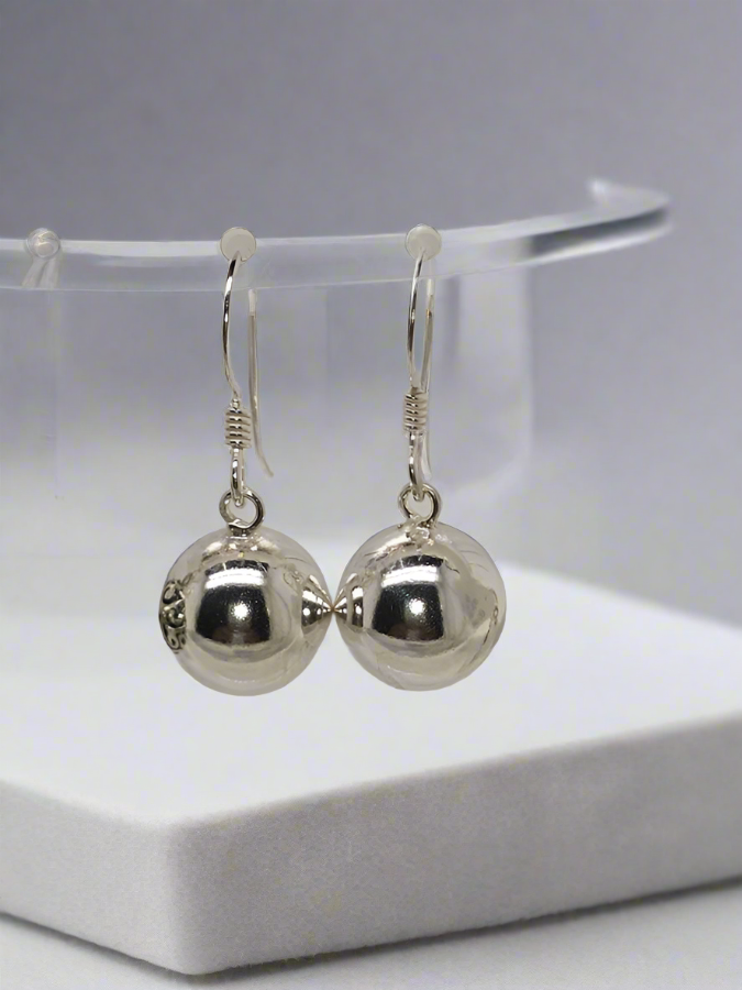 STERLING SILVER 10MM BALL DROP HOOK EARRINGS