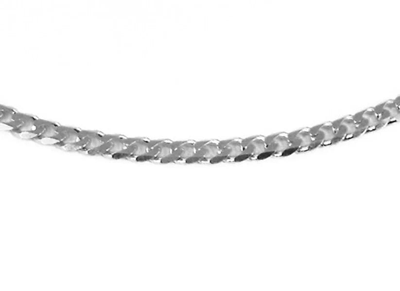 9CT WHITE GOLD SOLID IMPORTED ITALIAN 50CM X 2.1MM CURB CHAIN 5.04GRAMS