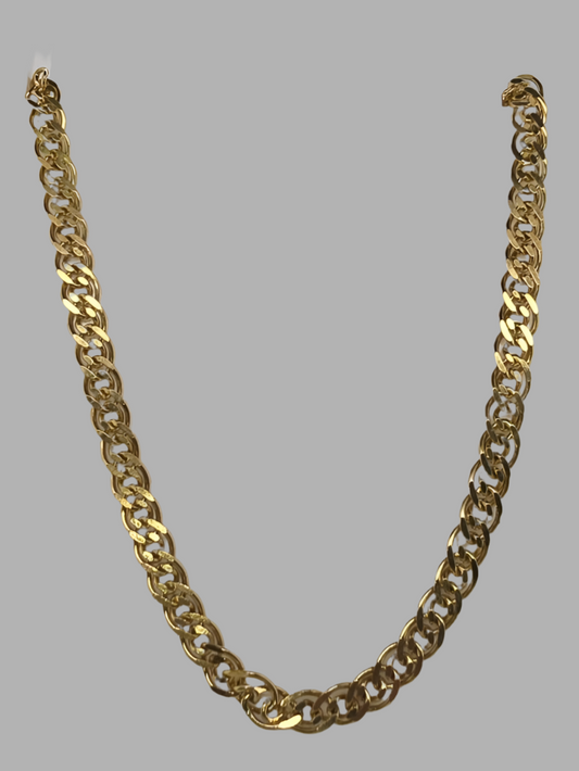 9CT YELLOW GOLD 42CM 14.3G DOUBLE LINK CURB CHAIN