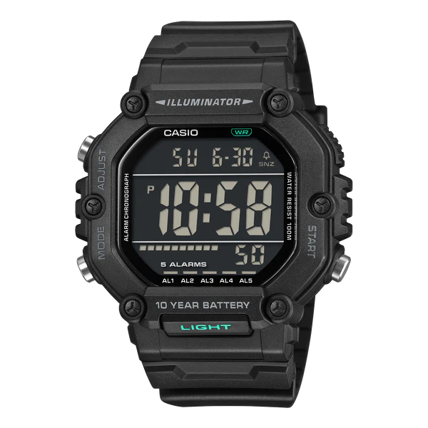 CASIO DIGITAL WATCH BLACK RESIN BAND. AE1600HX-1B