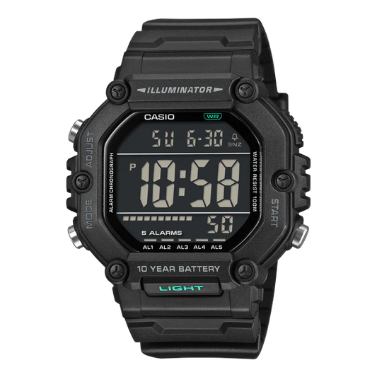 CASIO DIGITAL WATCH BLACK RESIN BAND. AE1600HX-1B
