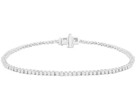 9CT WHITE GOLD 18.5CM CLAW SET DIAMOND TENNIS BRACELET TOTAL DIAMOND WEIGHT 1.50CT H COLOUR.