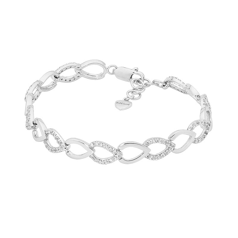 ELLANI STERLING SILVER RHODIUM PLATED CUBIC ZIRCONIA 19CM BRACELET. B202